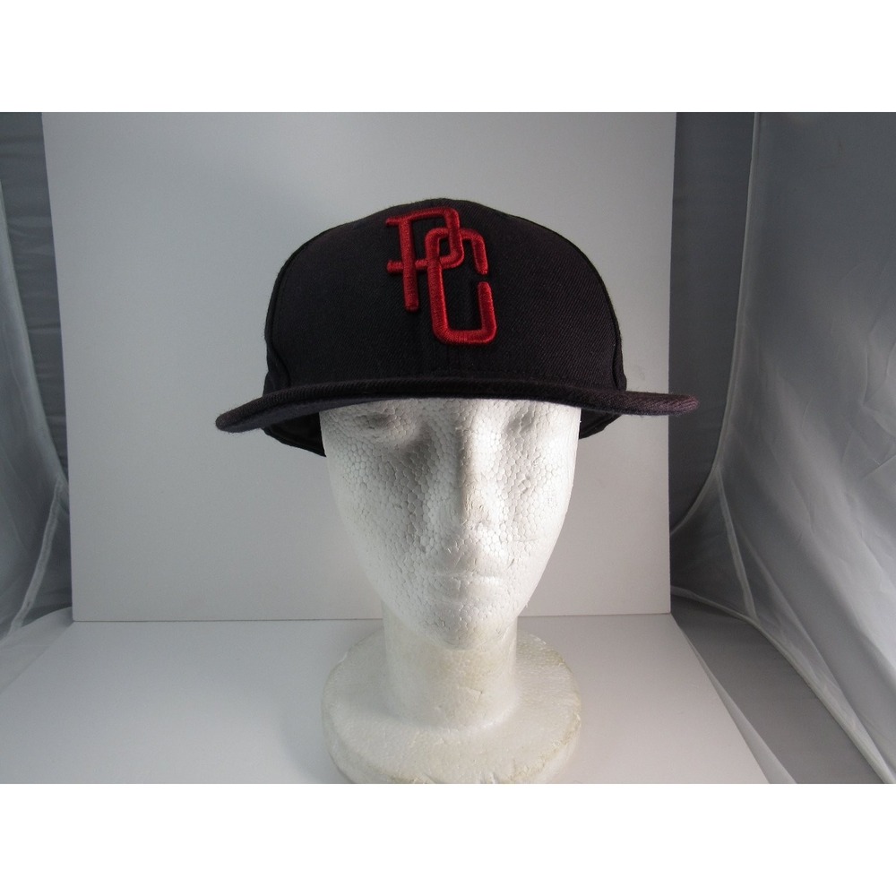 New Era Hat 59FIFTY Men's 7 3/4 Black Red Embroidered Logo Fitted